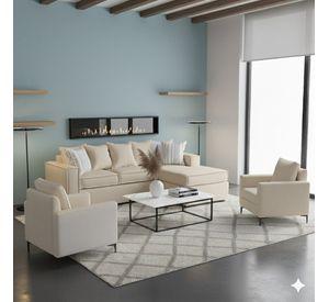 Living 311 lehmann beige seccional resortes + 2 poltronas resortes