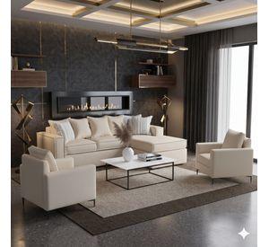 Living 311 lehmann beige claro  seccional resortes + 2 poltronas resortes