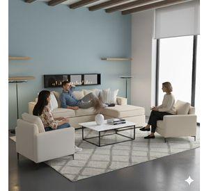 Living 311 lehmann beige seccional resortes + 2 poltronas resortes
