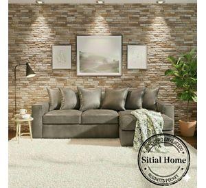 Seccional intercambiable Tennese Gris cuero sintetico envejecido resortes full comfort plus