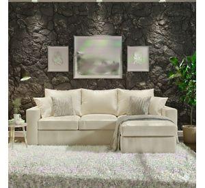 Seccional intercambiable Burton blanco bone cuero sintetico envejecido resortes pocket