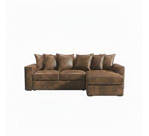 Seccional intercambiable Tennese Cafe cuero sintetico envejecido resortes full comfort plus