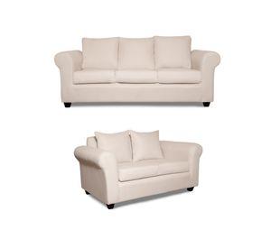 Sofá 3 y 2 Cuerpos Pavia en Tela Beige, Set para Living