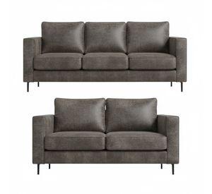 Juego Living 3-2 Tennese Gris cuero sintetico envejecido con asiuentos de resorte pocket
