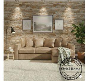 Seccional intercambiable Tennese Beige cuero sintetico envejecido resortes full comfort plus