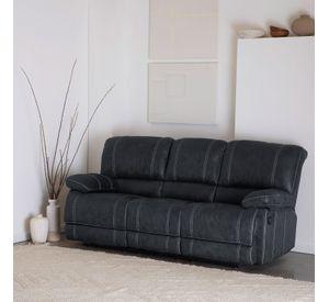 Sofá 3 Cuerpos Reclinable Cuero Viejo Gris Clásico Castle 98023SR4GR