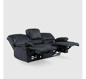 Sofá 3 Cuerpos Reclinable Cuero Viejo Gris Clásico Castle 98023SR4GR