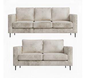 Juego Living 3-2 Tennese Blanco Bone cuero sintetico envejecido con asiuentos de resorte pocket