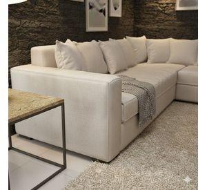 Living 311 Burton Blanco bone en cuero sintetico envejecido seccional resorte f comfort + 2 sitiales