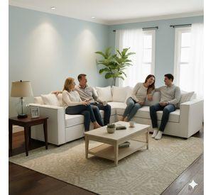 Seccional Emilia beige  con Resortes pocket full comfor