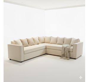 Seccional Emilia beige con Resortes pocket full comfor