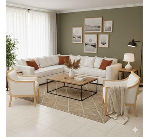 Living 311 Seccional con resortes+ 2 Sitiales Metropolitan Blanco