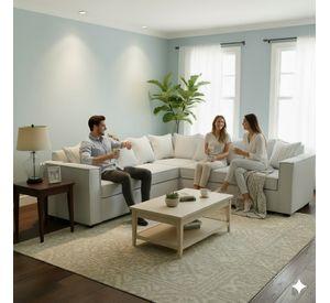 Seccional Emilia gris  con Resortes pocket full comfor