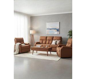 Living Reclinable Sofá 3 Cuerpos Café+ 2 Bergers Matheus