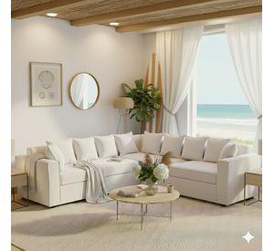 Seccional 6 Cuerpos Baco Blanco  Resortes Pocket