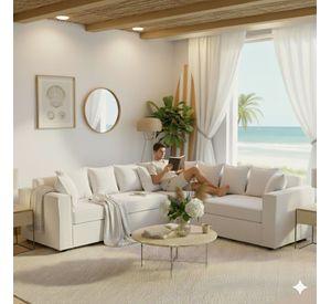 Seccional 6 Cuerpos Baco Blanco  Resortes Pocket