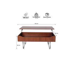 Mesa de Centro con Almacenamiento Rectangular Café