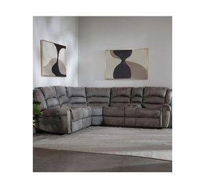 Sofa Seccional Reclinable Porta Vaso Café Cuero Viejo Castle