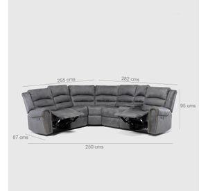 Sofa Seccional Reclinable Porta Vaso Café Cuero Viejo Castle