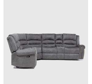 Sofa Seccional Reclinable Porta Vaso Café Cuero Viejo Castle