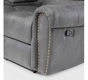 Sofa Seccional Reclinable Porta Vaso Café Cuero Viejo Castle