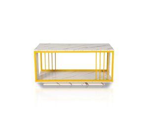 Mesa de Centro Dos Niveles Rectangular Blanca