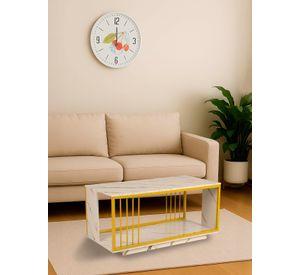 Mesa de Centro Dos Niveles Rectangular Blanca