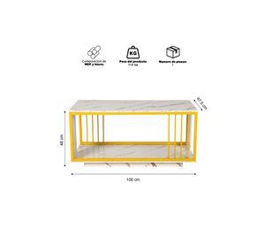 Mesa de Centro Dos Niveles Rectangular Blanca