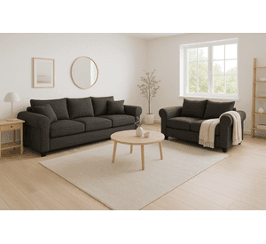 Sofá 3 y 2 Cuerpos Pavia en Tela gris, Set para Living