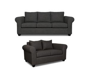 Sofá 3 y 2 Cuerpos Pavia en Tela gris, Set para Living