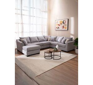 Seccional Bruselas Chenille Gris Claro - 3 Mod Izq