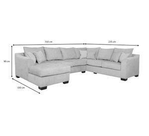 Seccional Bruselas Chenille Gris Claro - 3 Mod Izq