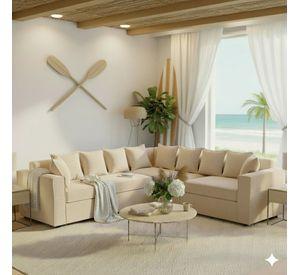 Seccional 6 Cuerpos Baco Beige Resorte Pocket