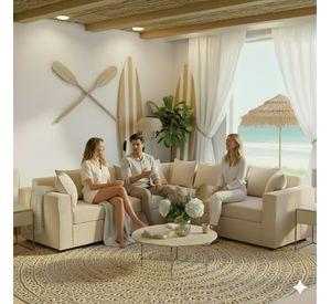 Seccional 6 Cuerpos Baco Beige Resorte Pocket