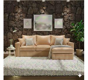 Seccional intercambiable Burton beige cuero sintetico envejecido resortes pocket