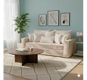 Sofa 3 cuerpos con Resortes full comfort plus Agustina Beige Claro