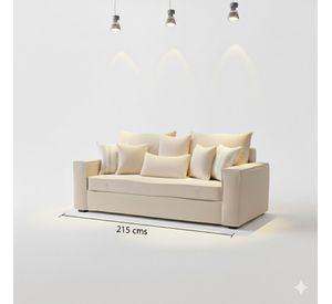 Sofa 3 cuerpos con Resortes full comfort plus Agustina Beige Claro