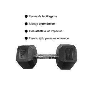Mancuerna Hexagonal 15 Kg Negro
