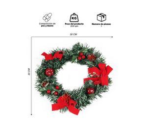 Corona Navidad 30 cm Rojo