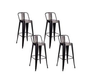Pack 4 Piso Bar Taburete Tolix Respaldo Negro