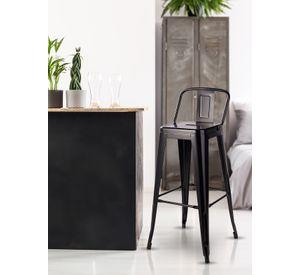Pack 4 Piso Bar Taburete Tolix Respaldo Negro