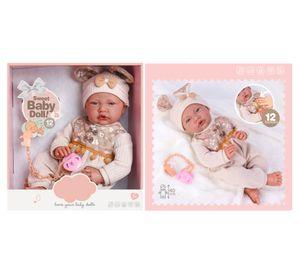 Muñeca bebé apego realista 40 cm 12 sonidos beige