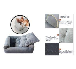 Cama sofá perro lavable 22x70x55 cm S/M gris claro