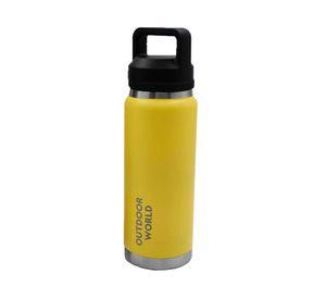 Botella térmica metálica doble boca ajustable amarillo 800 ml