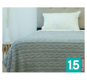 Frazada gris 1.5 plazas microfibra
