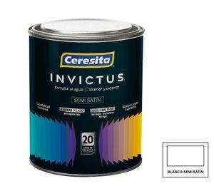 Esmalte agua Invictus blanco semi satinado 1/4 galón