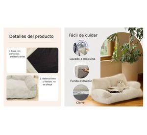 Cama sofá relajante mascota lavable 26x75x50 cm M beige