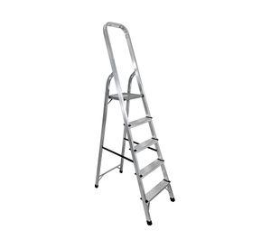Escalera tijera 5 peldaños con bandeja 166 cm aluminio