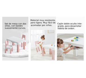 Mesa infantil con 2 sillas rosado