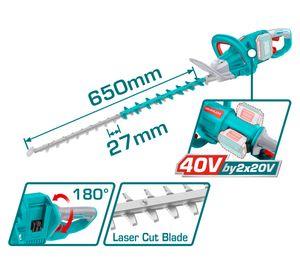 Cortasetos inalámbrico 40V + cargador + 2 baterías
